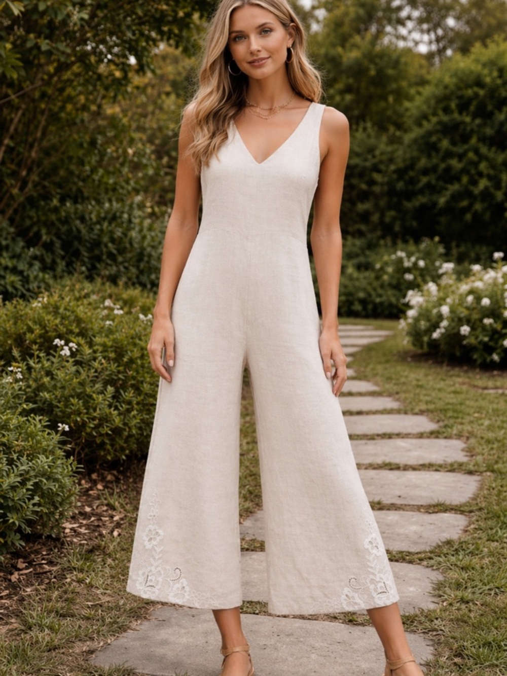 4 love and liberty Johnny Was Embroidered Jumpsuit Linen